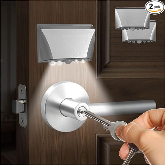 RADIXIUM Silver 2 Pack Motion Sensor Keyhole Light - Automatic on/Off Infrared LED, Suitable for Front Doors, corridors, Stairs in The Dark | 3-Way Installation（Magnetic Suction、Adhesive and Screw）