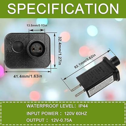 SIGANDG 12V 9W LED Transformer Replacement Class 2 Power LED Controller with 8 Modes Supply for Christmas String Light Inflatable Decorations IP44 Waterproof Low Voltage Transformer(2 Pcs)