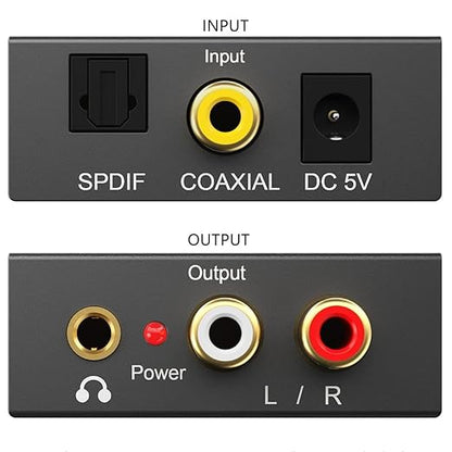 DAC 192KHz Digital to Analog Audio Converter, Optical to RCA Adapter with Coaxial Cable, Toslink Optical to 3.5mm Adapter for PS4 HD DVD Home Cinema Systems