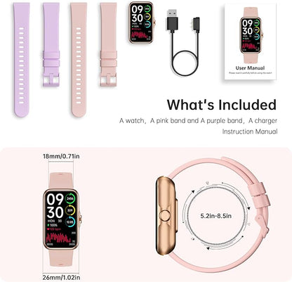 JYUAJOI Fitness Tracker with 24/7 Continuous Heart Rate, Blood Oxygen Monitor, Smart Watch with Sleep Monitor, IP68 Waterproof Activity Tracker Step Counter for Women Men (Pink)