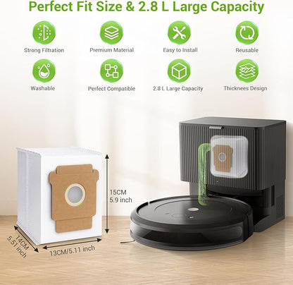 Bluevisk 16 Pack Plus 405 Combo Dust Bags for Roomba Essential Q0520/Plus 405 Combo/Plus 505 Combo/Plus 504 Vac/Y0140 Combo/Y0110/Q0120/Q011/104 Combo/105 Combo/105 Vac/Max 705 Vac/205 Vac Dust Bag