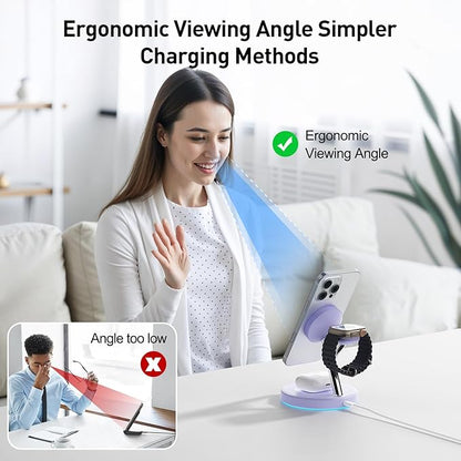 2025 3 in 1 Charging Station Compatible with Magsafe Charger Wireless Charger Stand for iPhone16 15 14 13 12 Series Wireless Charging Station for AirPods Wireless Charging Stand for iWatch Series