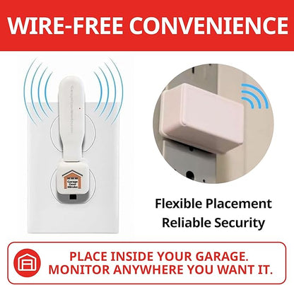 Garage Door Minder® Version II. 100% Wireless. Installs in Two Minutes! No Wi-Fi. in-Home Monitor & Alert System. Great for Seniors!