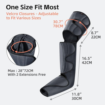SHINE WELL Leg Compression Massager, Air Compression Massager for Circulation and Pain Relief, 3 Modes 3 Intensities 2 Extenders and Adjustable Wraps, Gift for Family or Friend