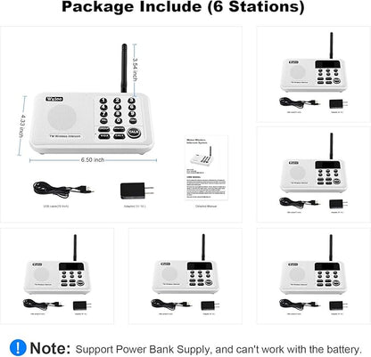 Wuloo Intercoms Wireless for Home 5280 Feet Range 10 Channel 3 Code, Wireless Intercom System for Home House Business Office, Room to Room Intercom, Home Communication System (6 Units Set, White)