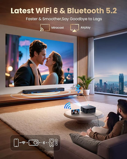 【Official Google TV/4K Supported 】Smart Projector with WiFi & Bluetooth, Outdoor & Home TV Movie Projectors with Voice Control,Auto Focus & Keystone,Compatible with Netflix Proyector WiMiUS K13 Black