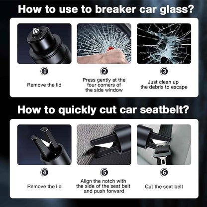 MOTORBUDDY Car Window Breaker Tool, 2-in-1 Window Breaker Seatbelt Cutter, Emergency Glass Breaker and Spring Loaded Auto Escape Tool，Car Accessories
