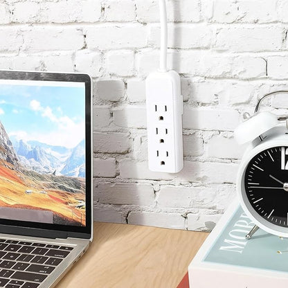 Copkim 20 Pack 3 Outlet Power Strip Extension Cord with Flat Plug Mini Cord 3 Ground Heavy Duty Mountable Outlets Strip for Computer Phone Home Office (1 ft,White)