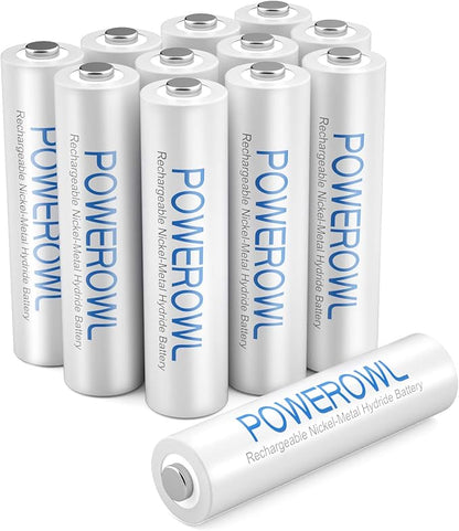 POWEROWL AAA Rechargeable Batteries, High Capacity Triple A Batteries 1000mAh 1.2V NiMH Low Self Discharge HR03, 12 Pack