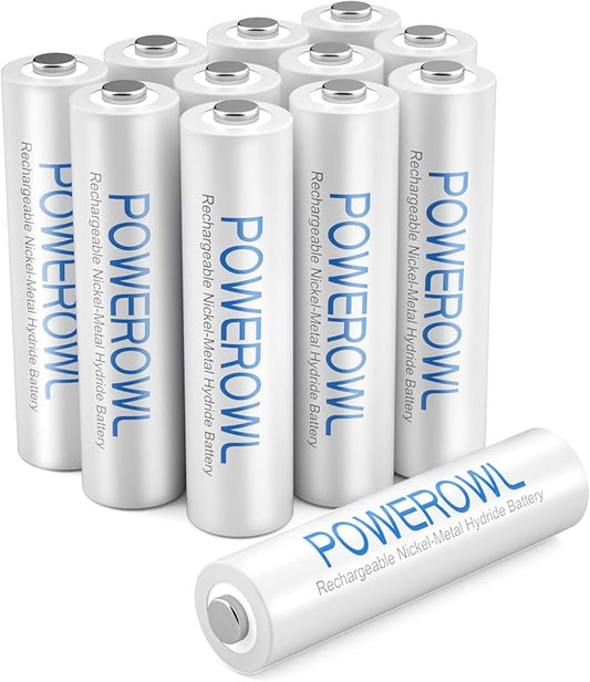 POWEROWL AAA Rechargeable Batteries, High Capacity Triple A Batteries 1000mAh 1.2V NiMH Low Self Discharge HR03, 12 Pack
