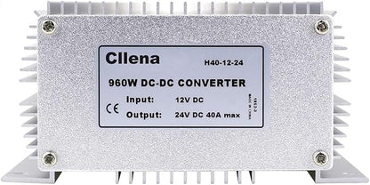 Cllena Waterproof DC/DC 12V to 24V Boost Converter 40A 960W Step Up Voltage Regulator Module Car Power Supply Voltage Transformer (Input 10V-16V)