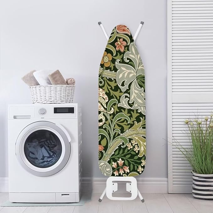 ZXFYGDX Cover for Ironing Board, William Morris Prints Table Top Ironing Board Cover with Nylon Buckle Straps and Elastic Edges Easy to Install, Standard Size Suitable for 15x48 Inch Ironing Board M