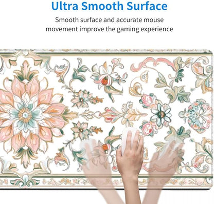 CANFLASHION Desk Pad,Office Desk Mat 31.5"×11.8" Large Gaming Mouse Pad,Durable Extended Computer Mouse Pad,Waterproof Thick Big Mouse Pads with Non-Slip Rubber Base Office Home Romantic Floral Rug