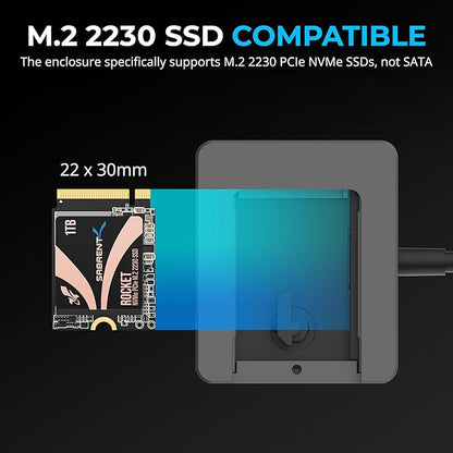 SABRENT USB-C Enclosure for M.2 2230 PCIe NVMe SSDs, 10Gbps Transfer Speed, UASP and Trim Support, Compatible with Windows, macOS, Linux (EC-NE30)