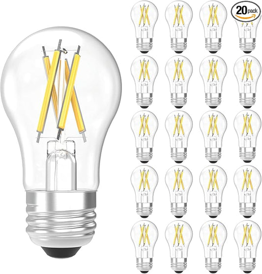Sunco 20 Pack A15 Light Bulb LED, Edison Style Bulb, Dimmable Vintage Filament Lighting, 800 LM, 7W (60W Equivalent), 4000K Cool White, E26 Medium Base, Wet Rated UL