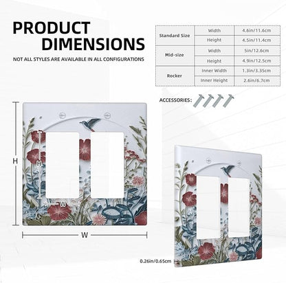 Bvtewkhz Wildflowers Flowers Floral Plants 2 Gang Double Rocker Wall Plate Cover Decorative Light Switch Covers Electrical Faceplate Switch Plates for Bathroom Kitchen Home