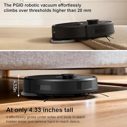 PGID Self-Emptying Robot Vacuum Cleaner, Robot Vacuum and Mop,FlexiArm Edge Mopping,5000Pa Suction, Dual Zero-Tangle System, Smart Obstacle Avoidance