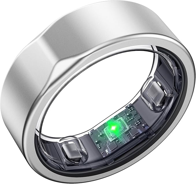 Smart Ring for Women Men, Valentine's Day Gifts, Minimalist Fitness Ring with Heart Rate, Stress, Sleep, Step, Calorie Tracking, 5ATM Waterproof for iPhone and Android,No Subscription (Silver, 10)