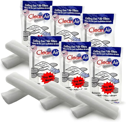 BioStrike Ceiling Fan Blade Air Filter - Dust & Allergen Catcher - Easy-Attach - Blade Filters for Any Fan Size - Reduce Airborne Particles - Made in USA (6 Packs w/ 2 filters each)