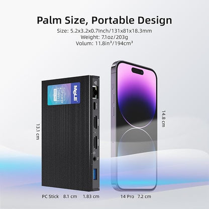 MeLE Fanless Mini PC Quieter3Q 11th Gen N5100 8GB 256GB, Micro Computer WiFi 5 Small Desktop Service with USB-C PD, Gigabit Ethernet, Dual HDMI 4K, Auto Power on, PXE Support M.2 SSD