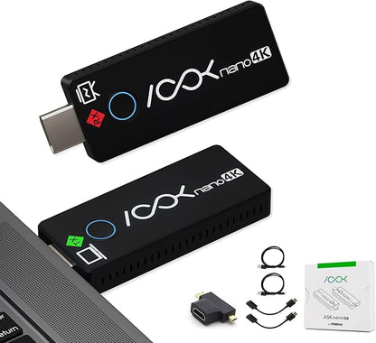 RGBlink 4K Wireless HDMI Transmitter & Receiver, Wireless HDMI Extender Presentation Kit for Meeting Room, Plug & Play, 131ft Low-Latency, PC to TV, Compatible with Yealink MeetingBoard, Ask Nano