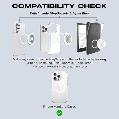 PopSockets Phone Grip for MagSafe with Kickstand, Magnetic Stand, Swappable Top, Secure Hold for iPhone MagSafe Cases, Phone & Tablet Grip - Clear
