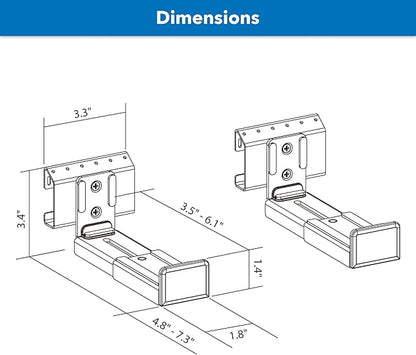 Mount-It! No Stud Sound Bar Wall Mount, Studless Soundbar Mounting Brackets for Drywall, Adjustable Depth Works with All Soundbars up to 6.1 inch Depth