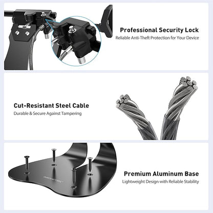 AboveTEK Anti-Theft iPad Kiosk Stand, 360° Swivel POS Tablet Mount with Security Cable & Key, Fits 7–13-inch iPad & Samsung Galaxy Tab, Perfect for Retail & Business