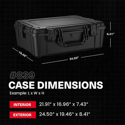Condition 1 25" Large Waterproof Hard Case Model 839 with Foam, Portable Protective Storage Box for Travel, Hunting, Military, Tactical, Made in USA, 24.50"x 19.46"x8.41" Flat Dark Earth
