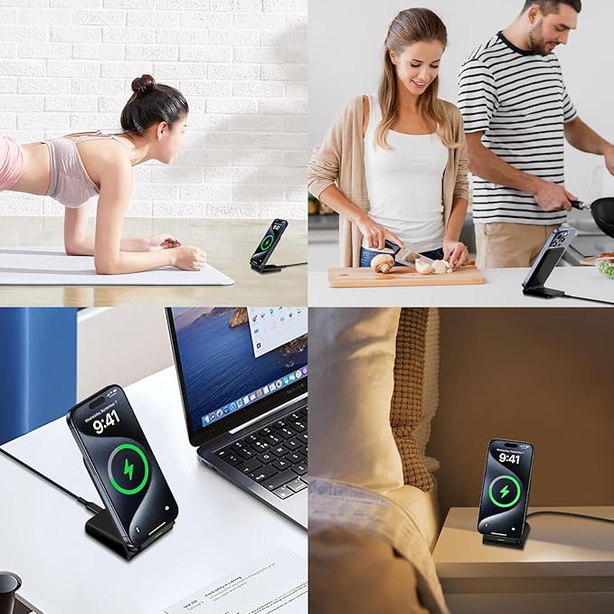 Wireless Charger Samsung Fast Charging Stand for Samsung Galaxy S25 S24 Ultra S24+ S24 S23 FE S22 S21 S20 S10, 15W Android Phone Wireless Charger Stand for Pixel 9 Pro XL Fold 8a 7 Pro, iPhone 16 15
