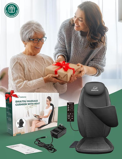 Snailax Back Massager with Heat, Gifts for Men, Women, Electric Deep Tissue Kneading Full Body Massage Chair for Back Pain, Home, Office Use, App Control