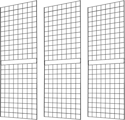 7RiversART Grid Wall Commercial Grade Grid Panels Heavy Duty Panel for Retail Display Wall 2' W x 6' H, Black (Pack of 3) Easily Portable