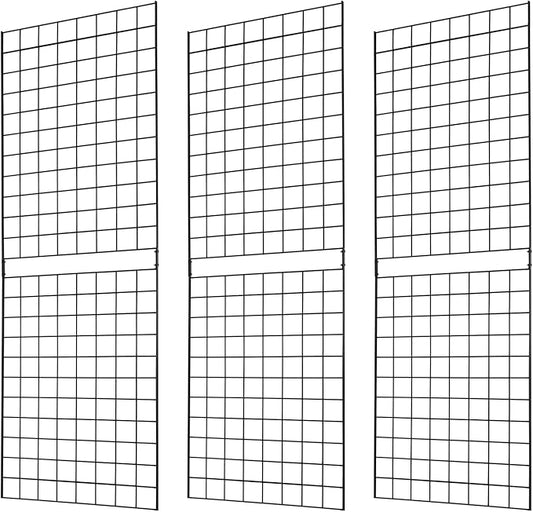 7RiversART Grid Wall Commercial Grade Grid Panels Heavy Duty Panel for Retail Display Wall 2' W x 6' H, Black (Pack of 3) Easily Portable