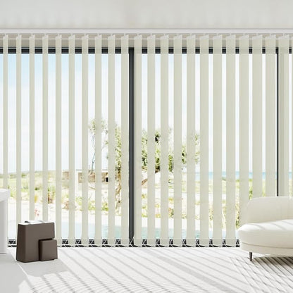 Blindify Motorized Vertical Blinds, Light Filtering Sliding Door Shades Vertical Shades Remote Control Customize, Pure Beige
