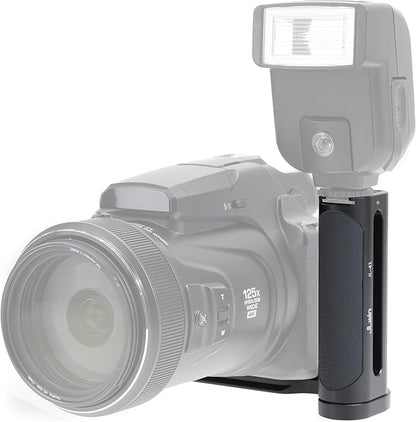 FocusFoto 2nd Gen L-Shaped Bracket Holder Stabilizer with Side Handle Grip Universal for DSLR Mirrorless Camera, with 1/4" Cold Shoe Mount for Mic Flash LED Light, Quick Release Plate for Arca Tripod