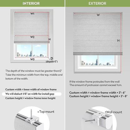 ZSTARR Smart Roman Shades Rechargeable Motorized Blinds with Remote Full Blackout Roman Window Shades Plain Fold Soft for Doors Bedroom, Custom Size (Gray)