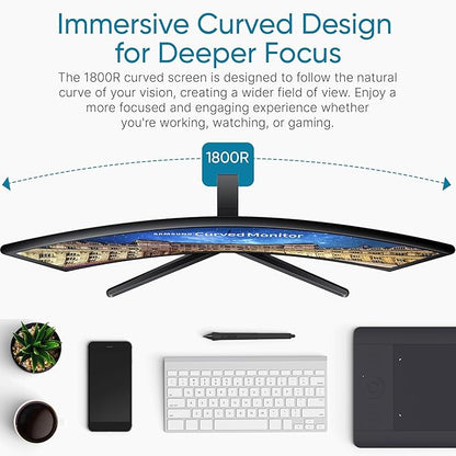 Samsung S36GD 27" Curved Monitor – LCD FHD, 16:9, 1920x1080, HDMI, VGA, VESA, Eye Saver & Flicker-Free Tech – Boomph's Comprehensive Ultimate Performance Cloth Solution for Your Workspace