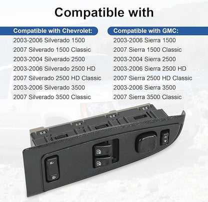 DICMIC Front Driver Side Master Power Window Switch and Door Lock & Black Bezel Assembly Compatible with 2003-2007 Chevrolet, GMC Select Model Replace# 15883322, 920-024, DWS-248