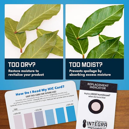 Integra Boost 2-Way Humidity Control Pack - Preserve Flavor & Control Humidity at 72% RH - Moisture Absorber for Herbs, Spices & More - 8 Gram (Pack of 6)