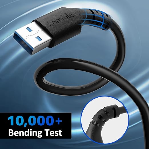 6 ft USB 3.0 Male to Male Cable - Type A, 5Gbps Data Transfer for Hard Drive, Laptop, DVD Player, USB Hub, Monitor, Camera, Set Top Box - Includes 5 Cable Ties