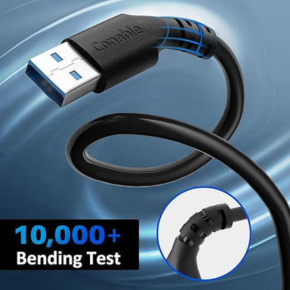 USB to USB Cable 6 Feet (3 Pack), USB 3.0 Male to Male Cord, Type A 5Gbps Data Transfer Cable for Hard Drive, Laptop, DVD Player, USB 3.0 Hub, Monitor, Camera, Set Up Box with 5 pcs Cable Ties- 6 ft