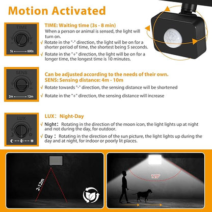 YANYCN 2 Pack 200W LED Motion Sensor Flood Light, Super Bright IP66 Waterproof Outdoor 23000 lumens 5000K Daylight Dusk to Dawn Security Light for Front Porch, Barn