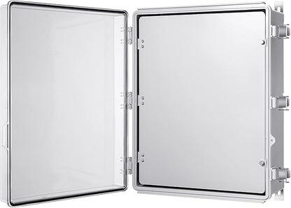 Gratury Junction Box, IP67 Waterproof Plastic Enclosure for Electrical Project, Hinged Transparent Cover, Includes Inner Door, Mounting Plate and Wall Bracket 510×410×200mm (20"×16.1"×7.9" TC-D)