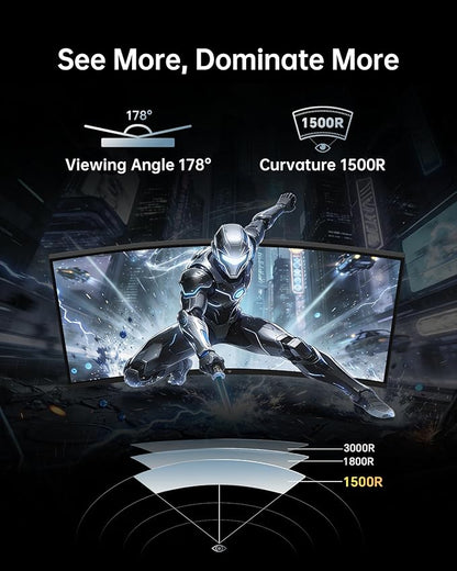 KTC 24 Inch Curved 240Hz Gaming Monitor, FHD 1500R Curved Computer Monitor 1080P, 3000:1 Contrast, Adaptive Sync, HDR, MPRT 1ms, HDMI DisplayPort, Low Blue Light, Tilt, VESA Mount, H24S17P