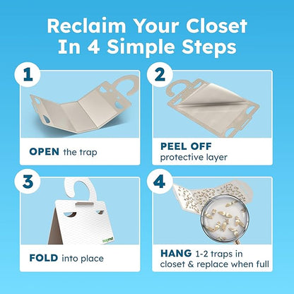 BugMD Clothes & Pantry Moth Traps (18 Count) – Sticky Glue Pheromone-Based Repellent for Closets, Cabinets & Wardrobes – Non-Toxic - White