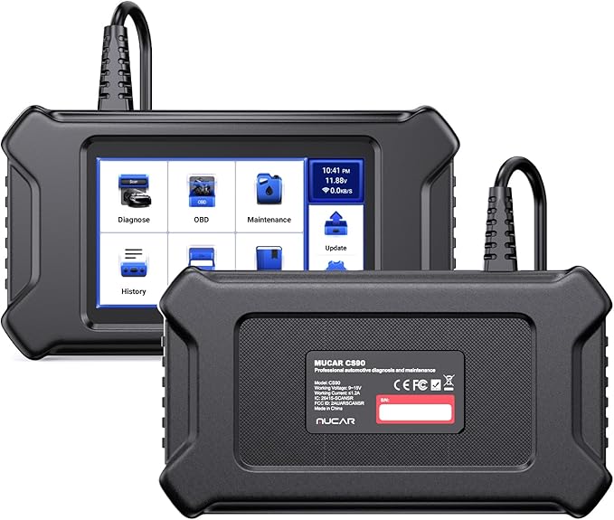 MUCAR CS90 OBD2 Scanner Diagnostic Tool with 28+ Reset Services, Oil/EPB/SAS/BMS/Injector, ABS Bleeding, Throttle Relearn, ABS SRS Engine Transmission Code Reader, FCA AutoAuth, Lifetime Free Update