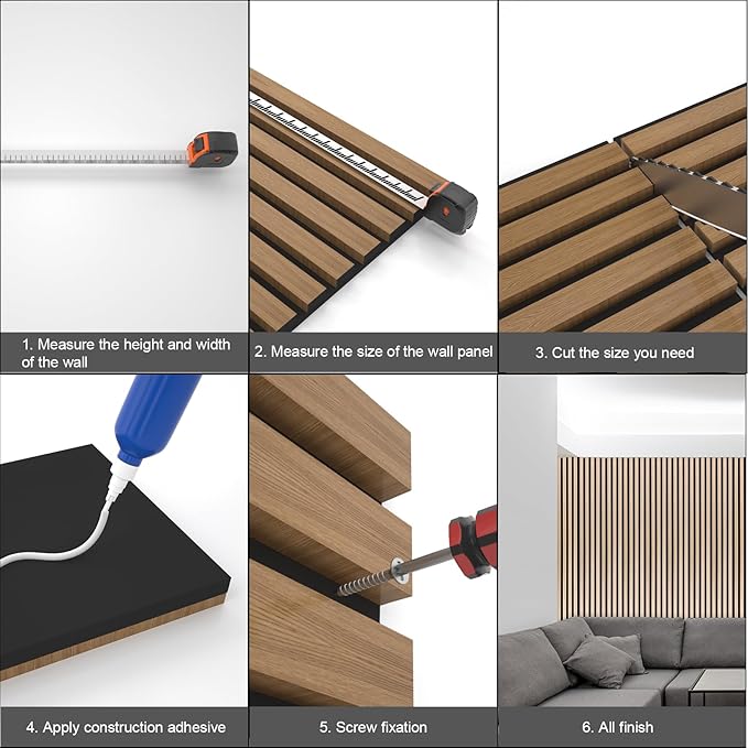 Yuzzy Wood Panels for Wall - 9 Feet Dark Walnut Wood Slat Acoustic Panels 2 PCS - Modern Sound Absorbing Wall Panels for Interior Wall Decor for Home, Office, Studio