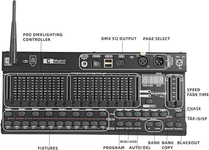 Ygybeyond Wireless DMX 384Controller,384-channel, DMX512, Controller, Dmx-384 Contooller, Stage Lighting Equipment & Accessorie For Dj, Ktv, Large Concert, DMX Light Controller (384 channel DMX-384)