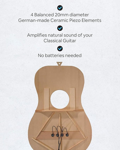 Journey Instruments Passive Piezo Acoustic Pickup – EP004K Four Balanced German-Made Passive Piezo Pickup Elements – Piezo Pickup for Classical Guitars