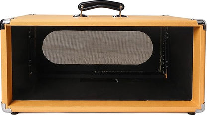 Sound Town Vintage 4U Amp Rack Case, 12.5" Depth with Rubber Feet, Dust Cover, Kickstand, Orange (STVRC-4OR)